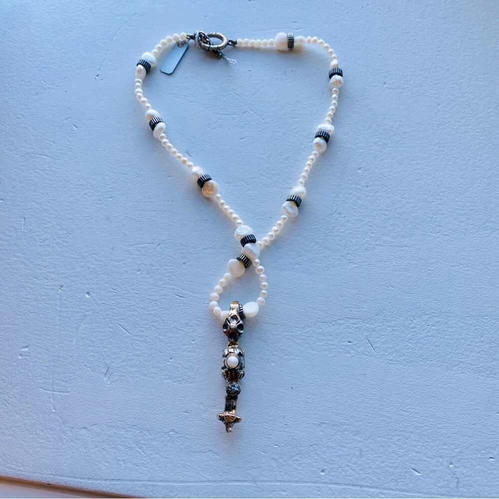 Vintage Pearl Silver Pendant Necklace